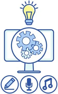 Technical support, computer service and search for solution concept. Gears and Stock Illustration