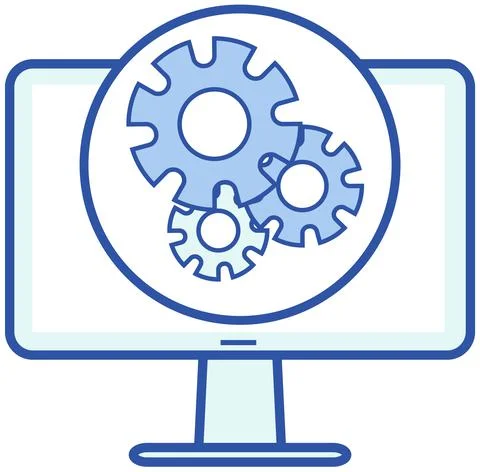 Technical support, computer service, settings or maintenance program with gear 스톡 일러스트
