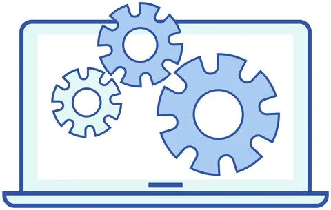 Technical support, computer service, settings or maintenance program with gear Stock Illustration