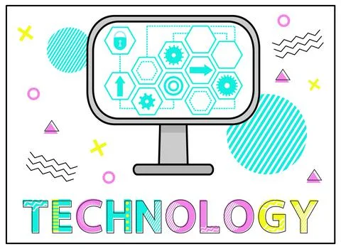 Technical support, computer service, settings or maintenance program with gear Illustrazione stock