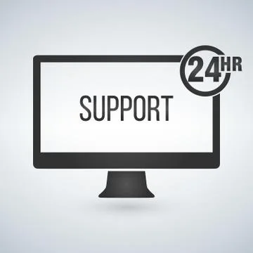 Technical support, computer support 24 hours. Vector illustration isolated on Stock Illustration