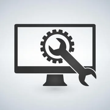 Technical support, computer support and diagnostic. Vector illustration isola Stock Illustration