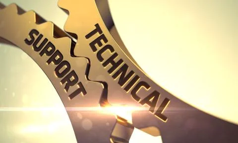 Technical Support Concept. Golden Metallic Cog Gears イラスト素材
