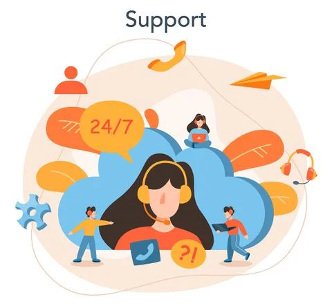 Technical support concept. Idea of customer service. Consultant support Illustrazione stock