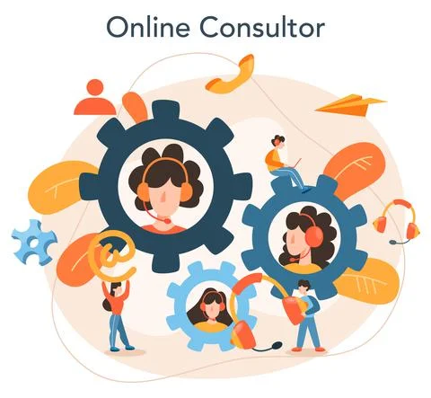 Technical support concept. Idea of customer service. Consultant support Illustrazione stock