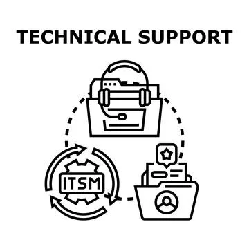 Technical support concept illustrating service management and assistance Illustration