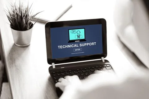 Technical support concept on a laptop screen Stock Photos