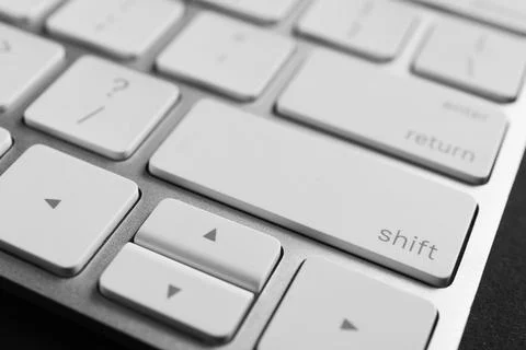Technical support concept. Modern keyboard on black background, closeup 写真素材