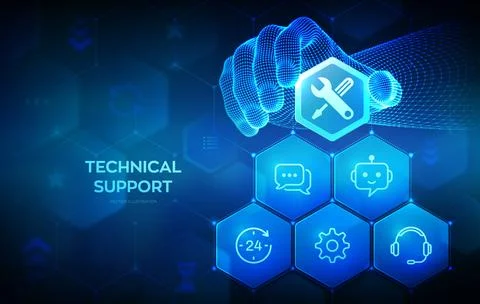 Technical support concept. Online assistance, chatbot and customer care. Cu.. 스톡 일러스트