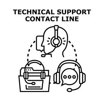 Technical support contact line and customer assistance services Stock Illustration