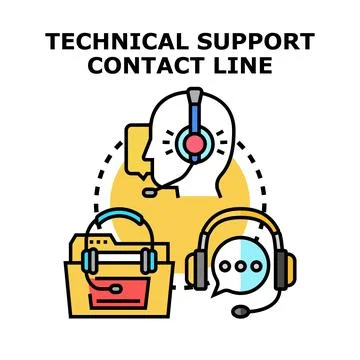 Technical support contact line and customer assistance services Stock Illustration