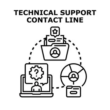 Technical support contact line for customer assistance Stock Illustration