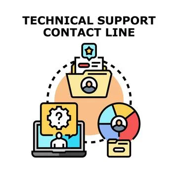 Technical support contact line for customer assistance Stock Illustration