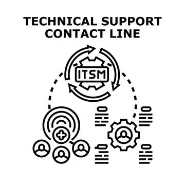 Technical support contact line service management concept Stock Illustration