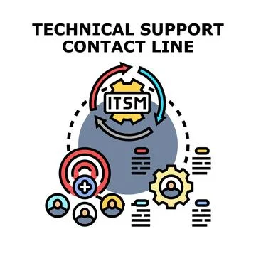 Technical support contact line service management concept Stock Illustration