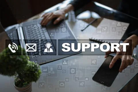 Technical support. Customer help. Business and technology concept. Illustrazione stock