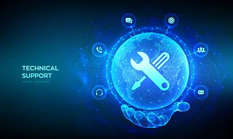 Technical support. Customer help. Global international tech support. Customer Stock Illustration