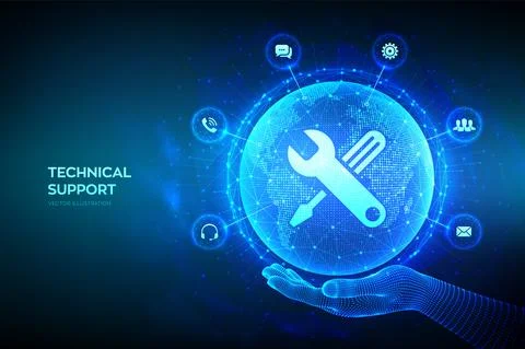 Technical support. Customer help. Global international tech support. Customer 스톡 일러스트