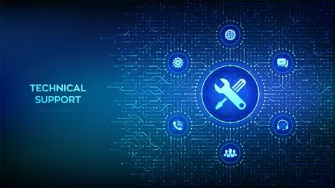 Technical support. Customer help. Online tech support. Customer service, Busi Stock-Illustration