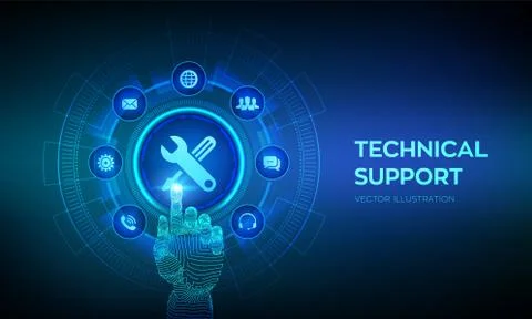 Technical support. Customer help. Tech support. Customer service, Business an 스톡 일러스트