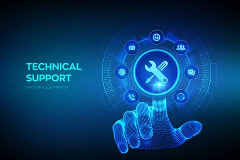 Technical support. Customer help. Tech support. Customer service, Business an Stock Illustration