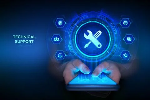 Technical support. Customer service. Tech support application interface on vi Stock Illustration