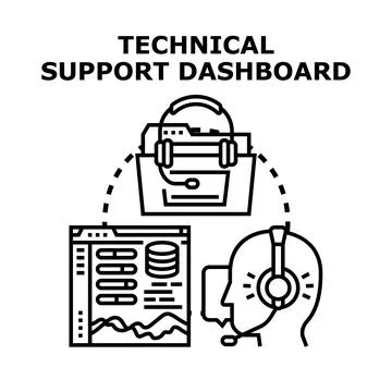 Technical support dashboard concept illustrating customer service management Stock Illustration