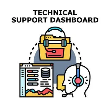 Technical support dashboard concept illustrating customer service management Stock Illustration