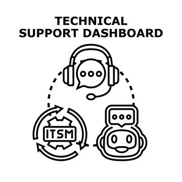 Technical support dashboard illustrating customer service and itsm Stock Illustration