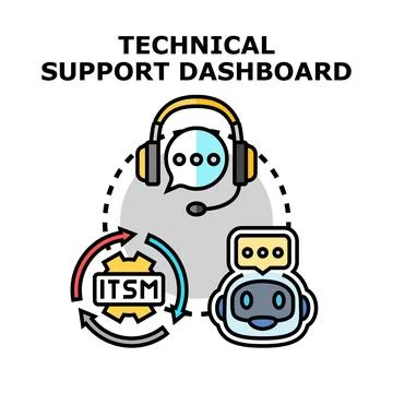 Technical support dashboard illustrating customer service and itsm Stock Illustration