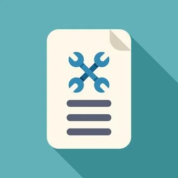 Technical support document with crossed wrenches showing repair manual Stock Illustration