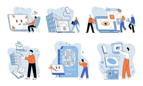 Technical support. Engineering requires deep understanding technical concepts 스톡 일러스트