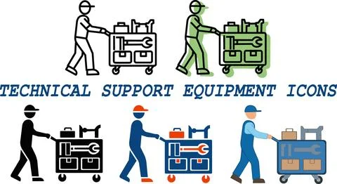 Technical support equipment maintenance icon set イラスト素材