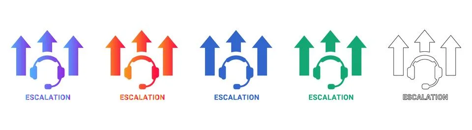 Technical Support Escalation Path Icon Set Stock Illustration