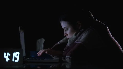 Technical support female worker suffering cold and sneezing, working at home Stock Footage 111898832