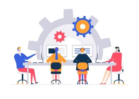 Technical support - flat design style colorful illustration Stock Illustration