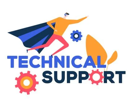 Technical support - flat design style colorful illustration Stock Illustration