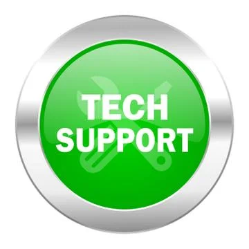 Technical support green circle chrome web icon isolated. Stock Illustration