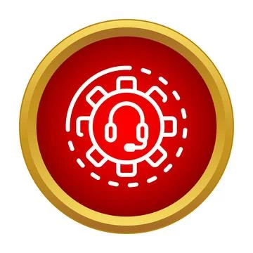 Technical support headset operating within a gear icon Stock Illustration