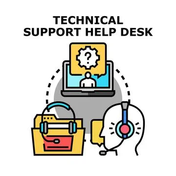 Technical support help desk providing online assistance and problem solving Ilustración de archivo