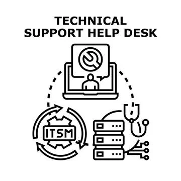 Technical support help desk providing it service management Stock Illustration