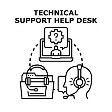 Technical support help desk providing online assistance and problem solving Stock Illustration