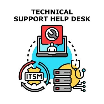Technical support help desk providing it service management Stock Illustration