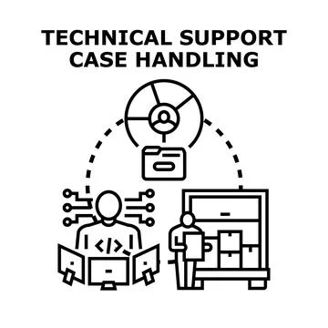 Technical support helping with case handling process Stock Illustration