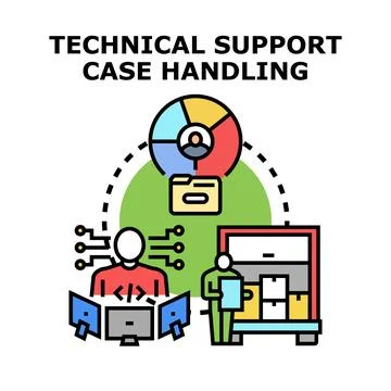 Technical support helping with case handling process Stock Illustration