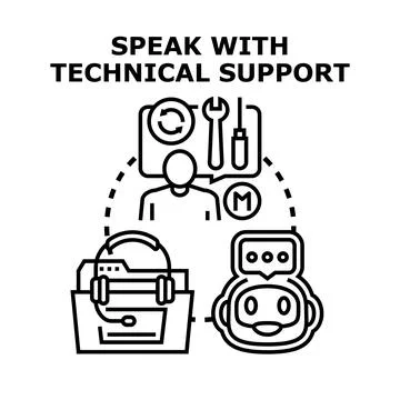 Technical support helping client with customer service and chatbot assistance Stockillustratie