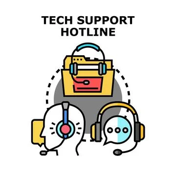 Technical support hotline providing online customer assistance Stock Illustration