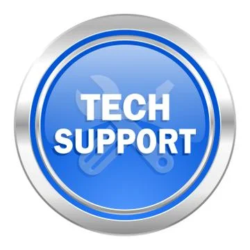 Technical support icon, blue button. Stock Illustration