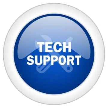 Technical support icon, circle blue glossy internet button, web and mobile ap Stock Illustration