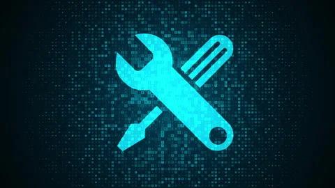 Technical support icon made with binary code, Online tech support Stock Footage 336603238